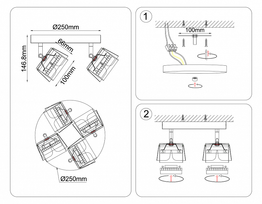 TN71241/4 WH/GD белый/золото GX53/4 D250*147